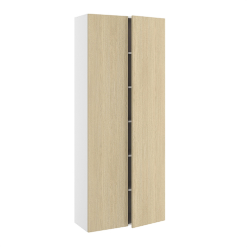 Højskab, halv dybde, m/dobbelt låger, 4 hylder, 1 konstruktionshylde (leveres usamlet). H:1952 B:800 D:320