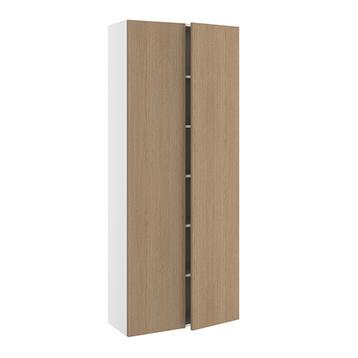 Højskab, halv dybde, m/dobbelt låger, 4 hylder, 1 konstruktionshylde (leveres usamlet). H:1952 B:800 D:320