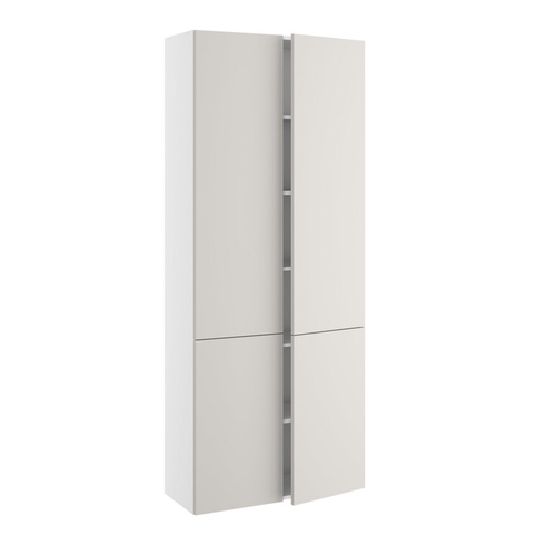 Højskab, halv dybde, m/dobbelt låger, 2-delt sammensat, 5 hylder (leveres usamlet). H:1952 B:800 D:320