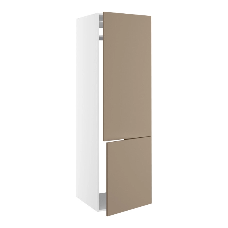 Højskab, t/integreret køl-frys med fladhængsler, 700mm låge, 1436mm låge øverst, u/hængselsboring, 1 hylde, u/bagbeklædning. H:2144 B:600 D:580