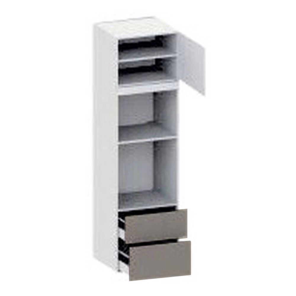 Højskab, t/ovn og micro, 444mm låge, blændstykke 64mm, 2 skuffer H:252/316mm, hul: 496/592mm. H:2144 B:600 D:580