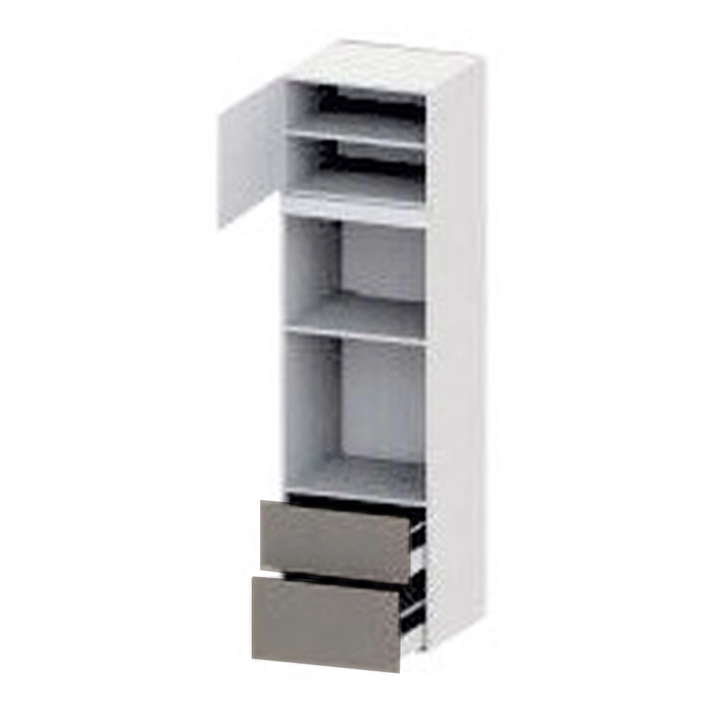 Højskab, t/ovn og micro, 444mm låge, blændstykke 64mm, 2 skuffer H:252/316mm, hul: 496/592mm. H:2144 B:600 D:580