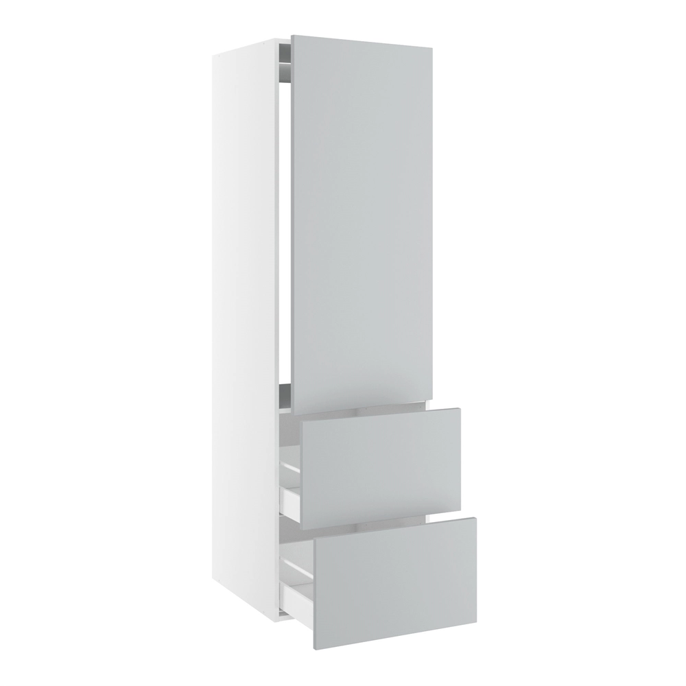 korpus for integrert kjøleskap nisjemål 1232x567 mm. m/1 dörfront med hengselhull H:1244 og 2 skuffer H:348 H:1952 D:580 B:600
