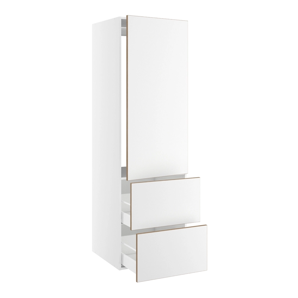 korpus for integrert kjøleskap nisjemål 1232x567 mm. m/1 dörfront med hengselhull H:1244 og 2 skuffer H:348 H:1952 D:580 B:600