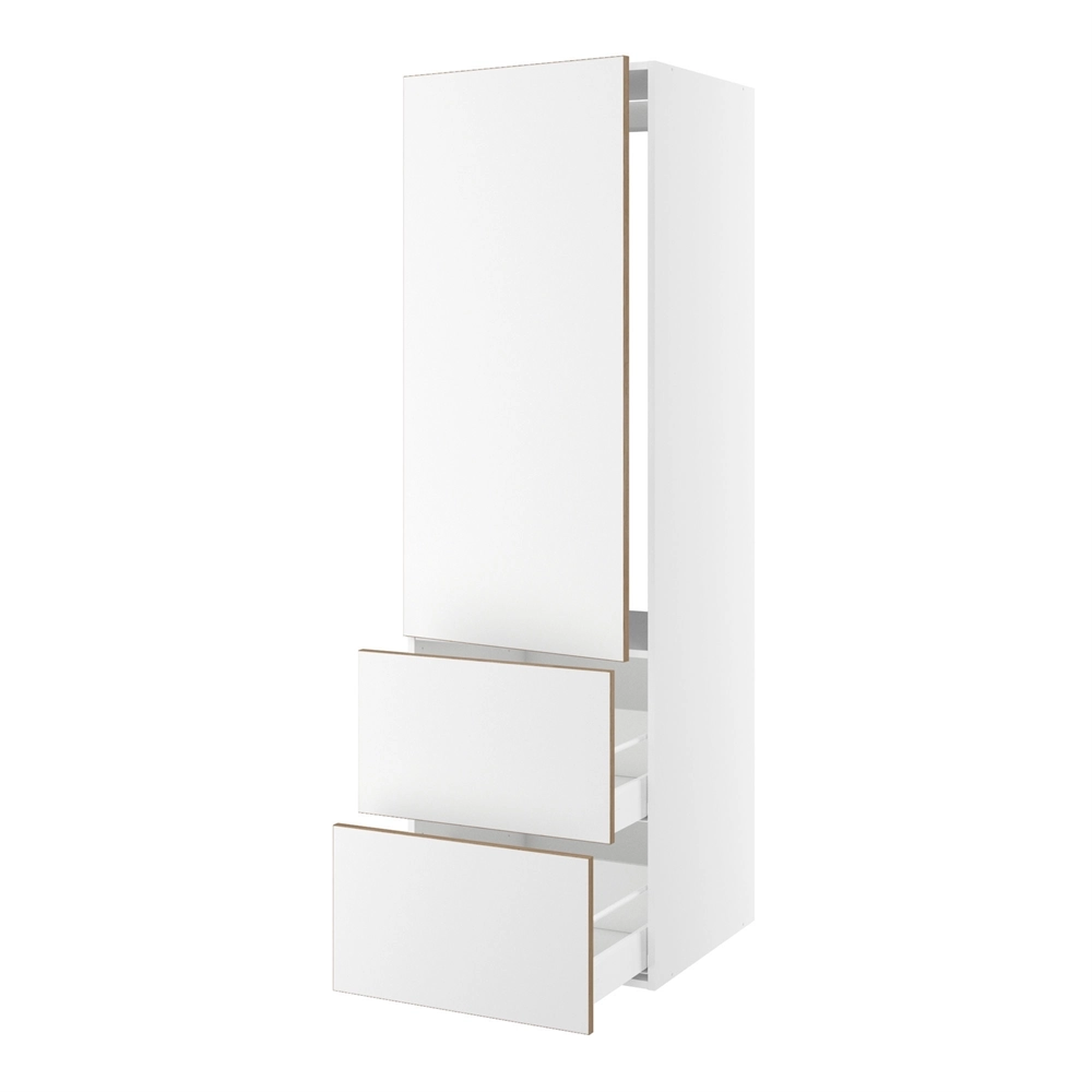 korpus for integrert kjøleskap nisjemål 1232x567 mm. m/1 dörfront med hengselhull H:1244 og 2 skuffer H:348 H:1952 D:580 B:600