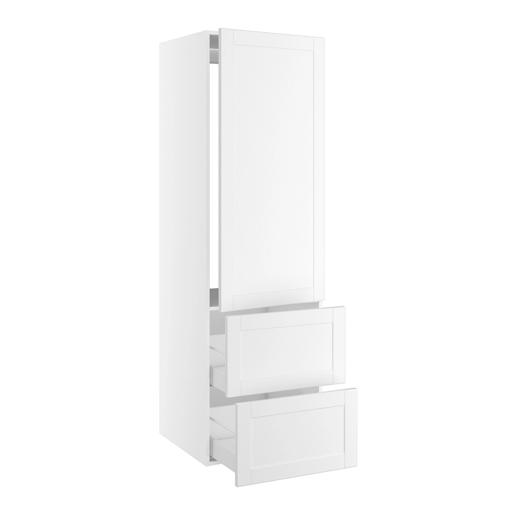 korpus for integrert kjøleskap nisjemål 1232x567 mm. m/1 dörfront med hengselhull H:1244 og 2 skuffer H:348 H:1952 D:580 B:600