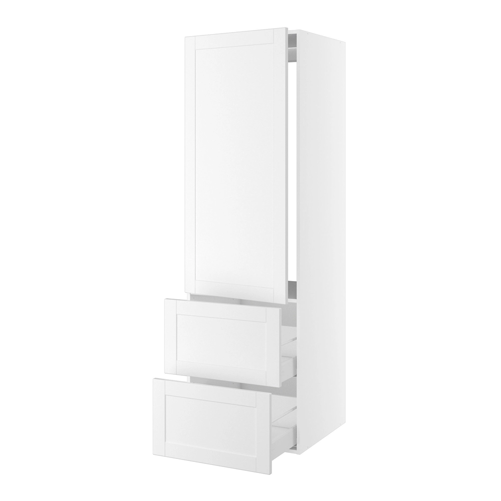 korpus for integrert kjøleskap nisjemål 1232x567 mm. m/1 dörfront med hengselhull H:1244 og 2 skuffer H:348 H:1952 D:580 B:600