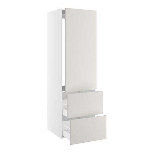 Højskab, t/integreret køl med glideskinner, 1244mm låge, m/hængselsboring, 2 skuffer H:348mm, hul: 1224mm. H:1952 B:600 D:580