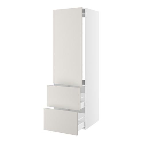 Højskab, t/integreret køl med glideskinner, 1244mm låge, m/hængselsboring, 2 skuffer H:348mm, hul: 1224mm. H:1952 B:600 D:580