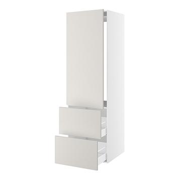 Højskab, t/integreret køl med glideskinner, 1244mm låge, m/hængselsboring, 2 skuffer H:348mm, hul: 1224mm. H:1952 B:600 D:580