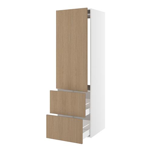 Højskab, t/integreret køl med glideskinner, 1244mm låge, m/hængselsboring, 2 skuffer H:348mm, hul: 1224mm. H:1952 B:600 D:580