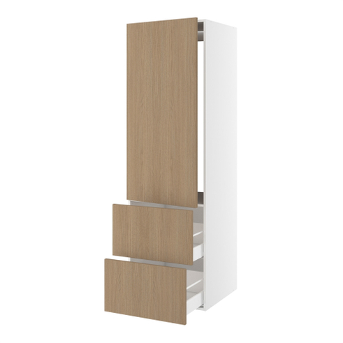 Højskab, t/integreret køl med glideskinner, 1244mm låge, m/hængselsboring, 2 skuffer H:348mm, hul: 1224mm. H:1952 B:600 D:580