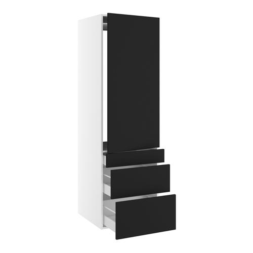 Kitchn Højskab til integreret køl nichemål 1232x567 mm. m/1 låge med hængselsboring H:1244 og 3 skuffer H:316, 252 og 124 H:1952 D:580 B:600