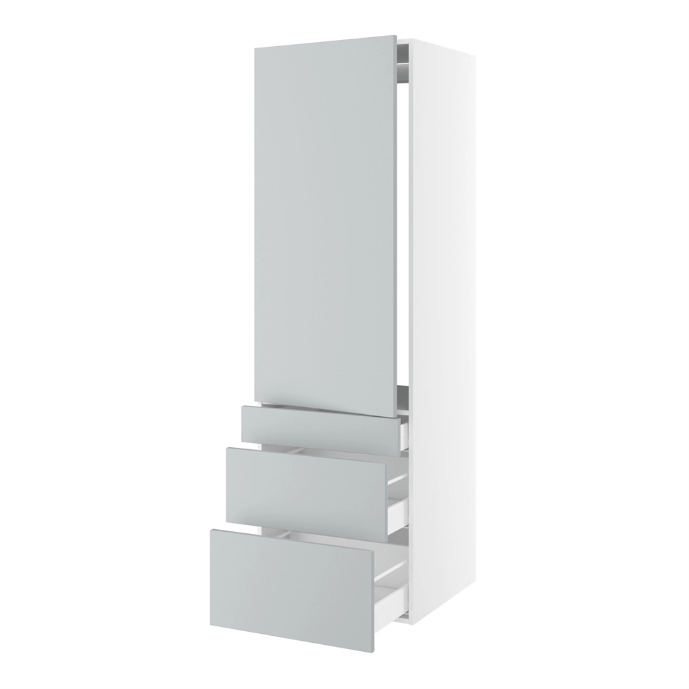 korpus for integrert kjøleskap nisjemål 1232x567 mm. m/1 dörfront med hengselhull H:1244 og 3 skuffer H:316, 252 og 124 H:1952 D:580 B:600