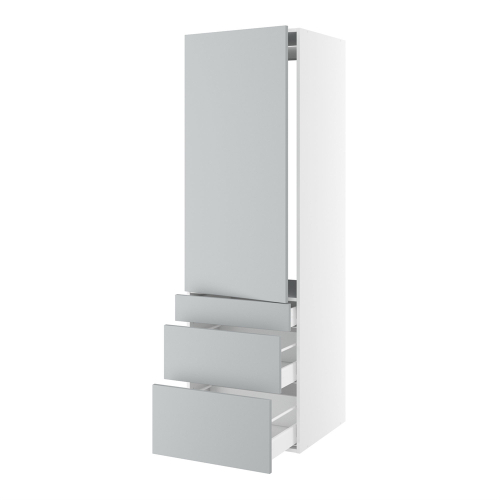 korpus for integrert kjøleskap nisjemål 1232x567 mm. m/1 dörfront med hengselhull H:1244 og 3 skuffer H:316, 252 og 124 H:1952 D:580 B:600