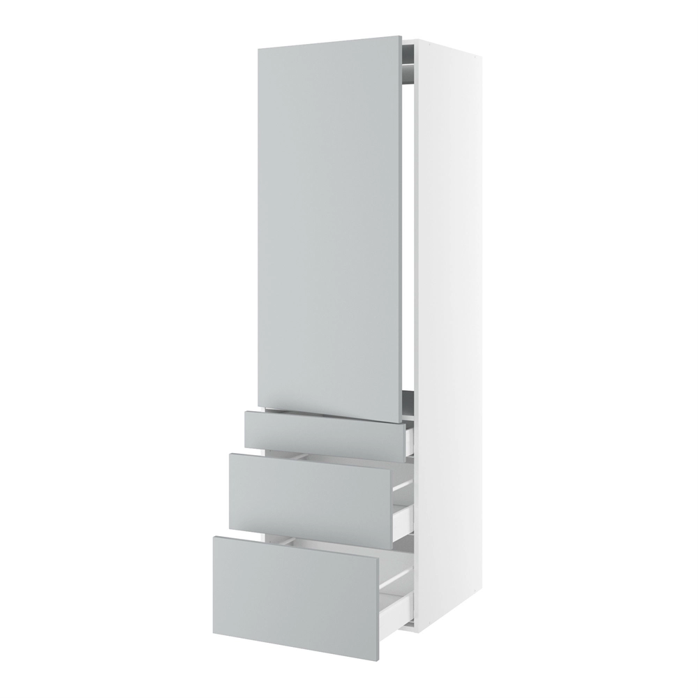 korpus for integrert kjøleskap nisjemål 1232x567 mm. m/1 dörfront med hengselhull H:1244 og 3 skuffer H:316, 252 og 124 H:1952 D:580 B:600