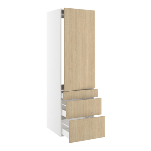 Kitchn Højskab til integreret køl med 1 låge med hængselsboring og 3 skuffer