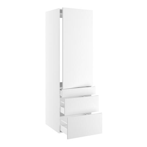 Højskab til integreret køl nichemål 1232x567 mm. m/1 låge med hængselsboring H:1244 og 3 skuffer H:316, 252 og 124 H:1952 D:580 B:600