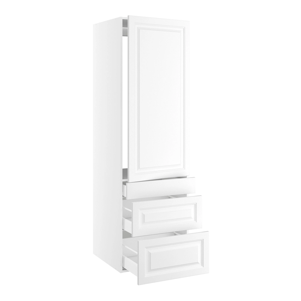 korpus for integrert kjøleskap nisjemål 1232x567 mm. m/1 dörfront med hengselhull H:1244 og 3 skuffer H:316, 252 og 124 H:1952 D:580 B:600