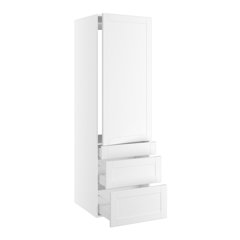 Kitchn Højskab til integreret køl nichemål 1232x567 mm. m/1 låge med hængselsboring H:1244 og 3 skuffer H:316, 252 og 124 H:1952 D:580 B:600