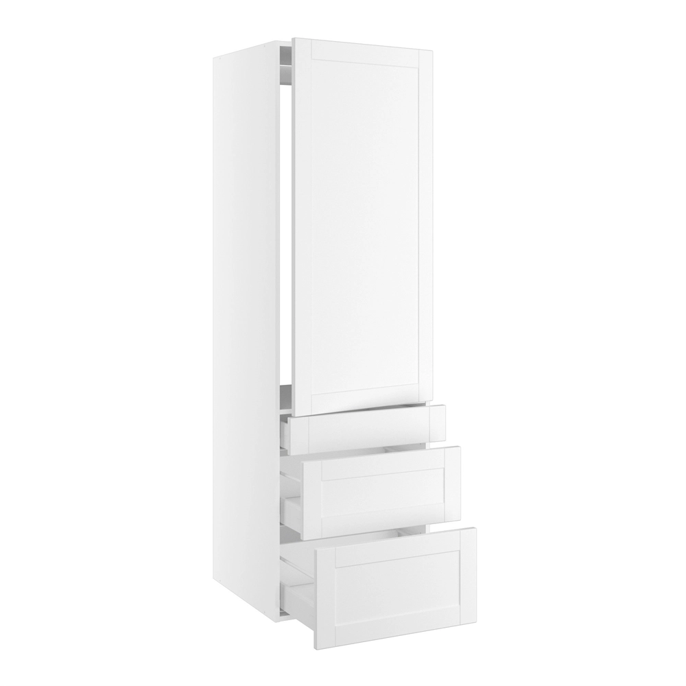 korpus for integrert kjøleskap nisjemål 1232x567 mm. m/1 dörfront med hengselhull H:1244 og 3 skuffer H:316, 252 og 124 H:1952 D:580 B:600