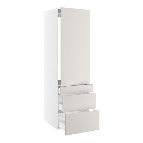 Højskab, t/integreret køl med glideskinner, 1244mm låge, m/hængselsboring, 3 skuffer H:124/252/316mm, hul: 1224mm. H:1952 B:600 D:580