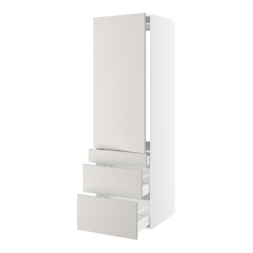 Højskab, t/integreret køl med glideskinner, 1244mm låge, m/hængselsboring, 3 skuffer H:124/252/316mm, hul: 1224mm. H:1952 B:600 D:580