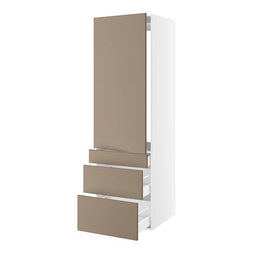 Højskab, t/integreret køl med glideskinner, 1244mm låge, m/hængselsboring, 3 skuffer H:124/252/316mm, hul: 1224mm. H:1952 B:600 D:580