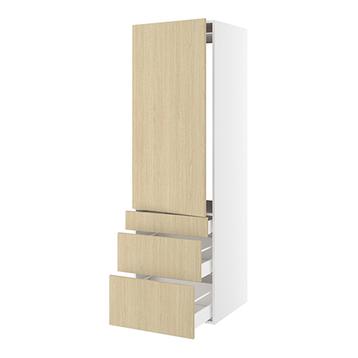 Højskab, t/integreret køl med glideskinner, 1244mm låge, m/hængselsboring, 3 skuffer H:124/252/316mm, hul: 1224mm. H:1952 B:600 D:580