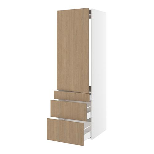 Højskab, t/integreret køl med glideskinner, 1244mm låge, m/hængselsboring, 3 skuffer H:124/252/316mm, hul: 1224mm. H:1952 B:600 D:580