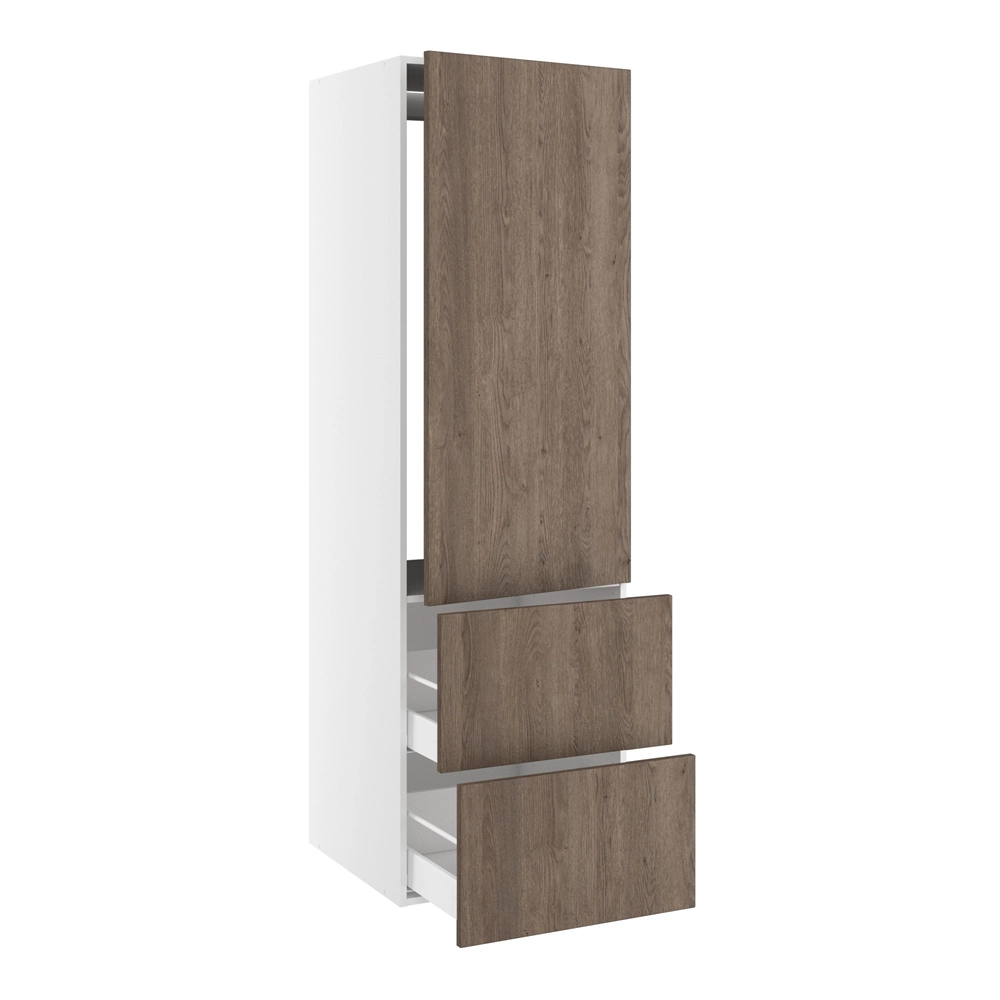 korpus for integrert kjøleskap nisjemål 1232x567 mm. m/1 dörfront uten hengselhull H:1244 og 2 skuffer H:348 H:1952 D:580 B:600