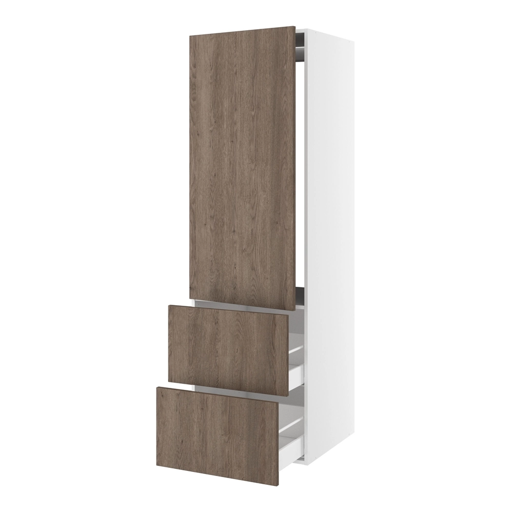 korpus for integrert kjøleskap nisjemål 1232x567 mm. m/1 dörfront uten hengselhull H:1244 og 2 skuffer H:348 H:1952 D:580 B:600