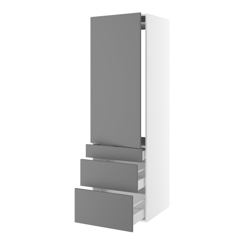 Kitchn Højskab til integreret køl nichemål 1232x567 mm. m/1 låge uden hængselsboring H:1244 og 3 skuffer H:316, 252 og 124 H:1952 D:580 B:600