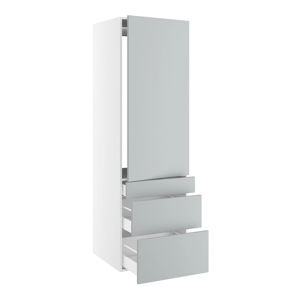 korpus for integrert kjøleskap nisjemål 1232x567 mm. m/1 dörfront uten hengselhull H:1244 og 3 skuffer H:316, 252 og 124 H:1952 D:580 B:600