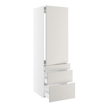 Højskab, t/integreret køl med fladhængsler, 1244mm låge, u/hængselsboring, 3 skuffer H:124/252/316mm, hul: 1224mm. H:1952 B:600 D:580