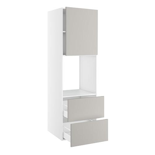 Højskab, t/ovn og micro, 700mm låge, 2 skuffer H:316mm, hul: 592mm. H:1952 B:600 D:580