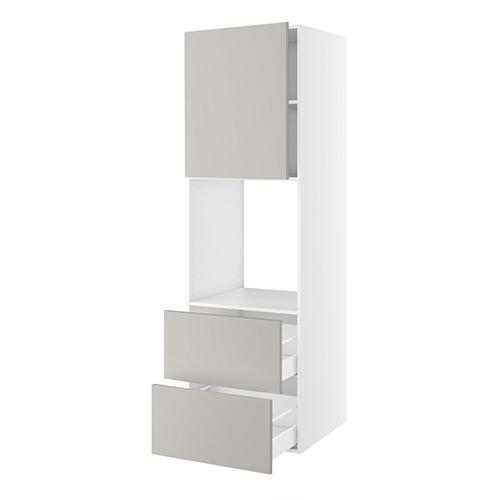 Højskab, t/ovn og micro, 700mm låge, 2 skuffer H:316mm, hul: 592mm. H:1952 B:600 D:580