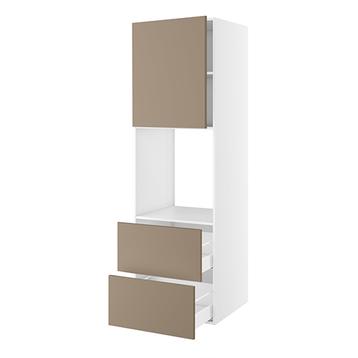 Højskab, t/ovn og micro, 700mm låge, 2 skuffer H:316mm, hul: 592mm. H:1952 B:600 D:580