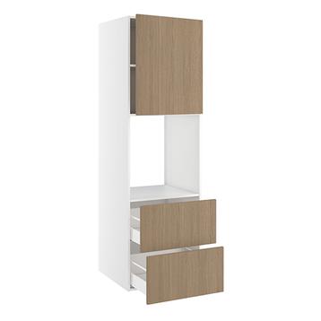 Højskab, t/ovn og micro, 700mm låge, 2 skuffer H:316mm, hul: 592mm. H:1952 B:600 D:580