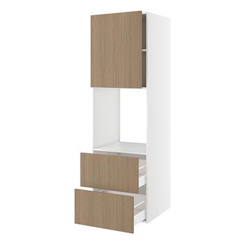 Højskab, t/ovn og micro, 700mm låge, 2 skuffer H:316mm, hul: 592mm. H:1952 B:600 D:580