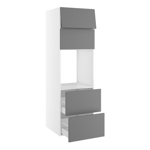 Kitchn Højskab til ovn nichemål 592x567 mm. m/2 skuffer H:348, 2 toplåger H:316. H:1952 D:580 B:600