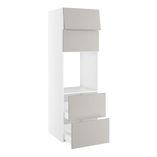 Højskab, t/ovn, 2 toplåger 316mm, 2 skuffer H:348mm, hul: 592mm. H:1952 B:600 D:580