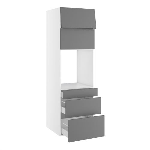 Kitchn Højskab til ovn nichemål 592x567 mm. m/3 skuffer H:316, 252 og 124, 2 toplåger H:316 H:1952 D:580 B:600