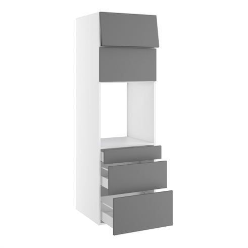 Kitchn Højskab til ovn nichemål 592x567 mm. m/3 skuffer H:316, 252 og 124, 2 toplåger H:316 H:1952 D:580 B:600