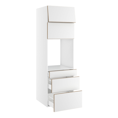 Kitchn Højskab til ovn nichemål 592x567 mm. m/3 skuffer H:316, 252 og 124, 2 toplåger H:316 H:1952 D:580 B:600