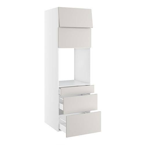 Højskab, t/ovn, 2 toplåger 316mm, 3 skuffer H:124/252/316mm, hul: 592mm. H:1952 B:600 D:580