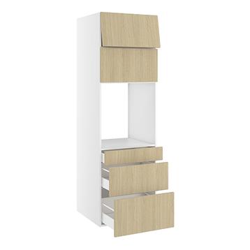 Højskab, t/ovn, 2 toplåger 316mm, 3 skuffer H:124/252/316mm, hul: 592mm. H:1952 B:600 D:580