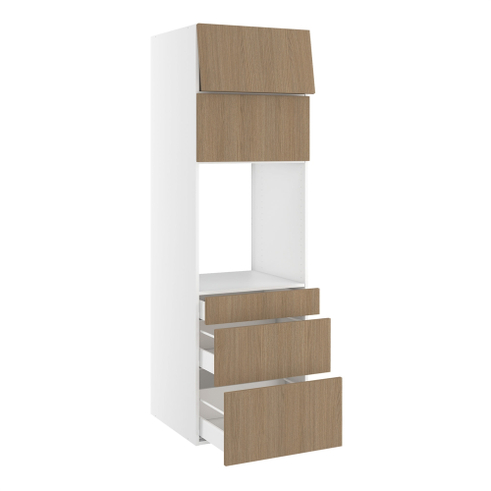 Højskab, t/ovn, 2 toplåger 316mm, 3 skuffer H:124/252/316mm, hul: 592mm. H:1952 B:600 D:580