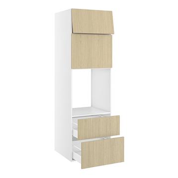 Højskab, t/ovn og micro, 444mm lift door, 316mm toplåge, 2 skuffer H:252/316mm, hul: 592mm. H:1952 B:600 D:580