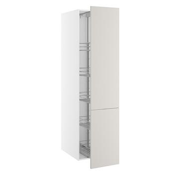 Højskab, med frontudtræk, 1 låge, 2-delt sammensat, m/5 kurve. H:1952 B:400 D:580